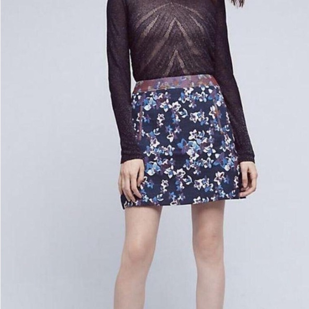Anthropologie Maeve blue/purple Mini floral  Skirt sz 2